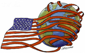 US Flag Around the Earth --- Image by © Images.com/Corbis